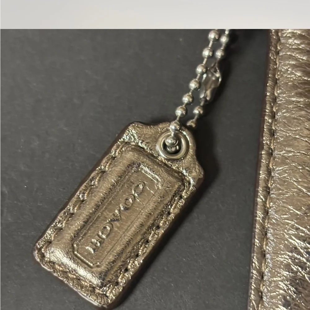 Coach Shimmering Gold Wristlet with Chain